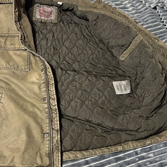 🔥🔥 LEVI’S Army Green Quilted Lined Field Jacket - EXCELLENT Condition - Sz L - Picture 13 of 14